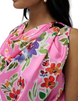 Salsa Top Drapeado Rosa estampado