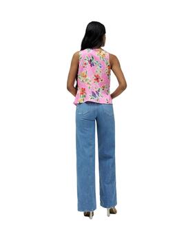 Salsa Top Drapeado Rosa estampado