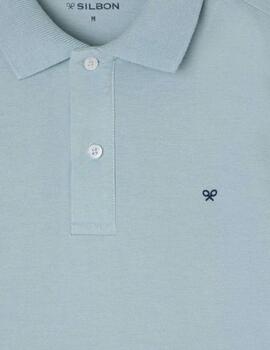 Silbon Polo Clásico Liso Azul Gris