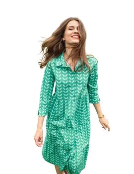 Hongo Vestido estampado hojas Verde oscuro