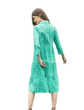 Hongo Vestido estampado hojas Verde oscuro