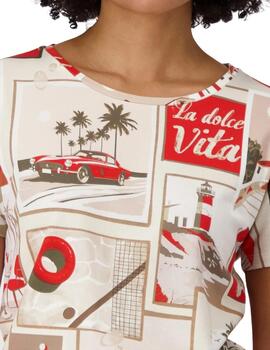 Monari Camiseta Red Pattern
