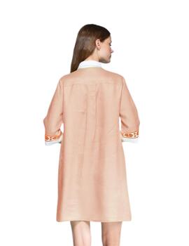 Vilagallo Vestido MIRANDA EMB BEIGE LINO