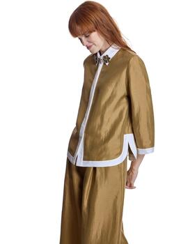 Alba Conde Blusa Tostada satinada