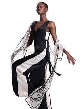 Alba Conde Kimono largo gasa cruda estampada