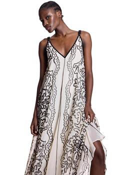 Alba Conde Vestido fluido gasa cruda estampada
