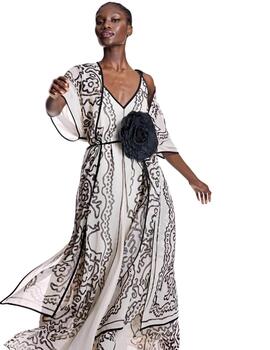 Alba Conde Vestido fluido gasa cruda estampada