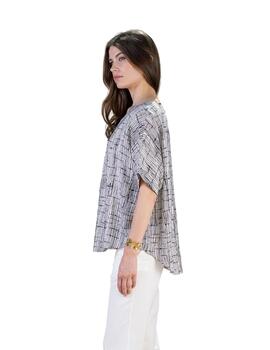 Hongo Blusa estampada con manga murciélago