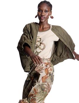 Alba Conde Camiseta beige tropical