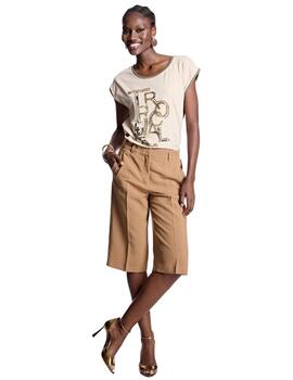 Alba Conde Camiseta beige tropical
