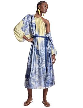 Alba Conde Kimono satinado estampado paisaje azul