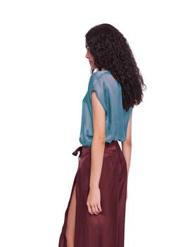 Gaudi Blusa de raso color Azul
