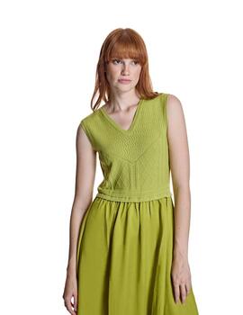 Alba Conde Vestido Pcombinado Verde Pistacho