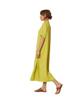 Indi & Cold Vestido Viscosa Lino Pistacho
