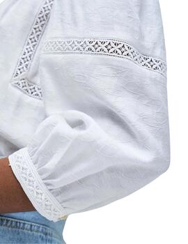Salsa Blusa Blanca con bordado Jacquard