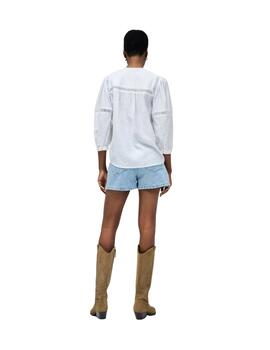Salsa Blusa Blanca con bordado Jacquard