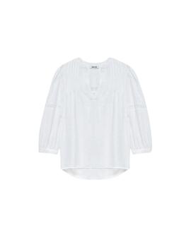 Salsa Blusa Blanca con bordado Jacquard