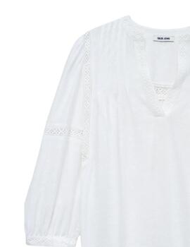 Salsa Blusa Blanca con bordado Jacquard