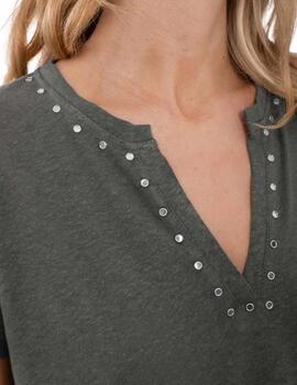 Anna Mora Camiseta de lino Gris oscura