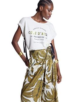 Alba Conde Pantalón Culotte cruzado estampado verde oliva