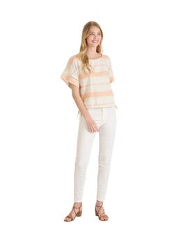 Naf Naf Camisa de hilo rayada naranja