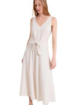 Naf Naf Vestido raya diplomática crudo