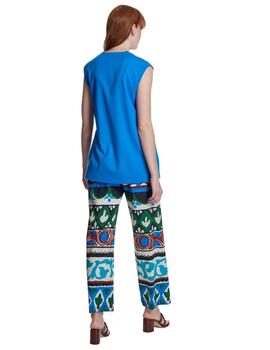 Alba Conde Pantalón azul estampado multicolor