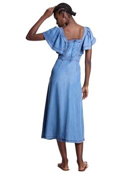 Alba Conde Vestido de tencel bordado azul