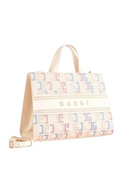 GAUDI Bolso crema con asa superior y logotipo
