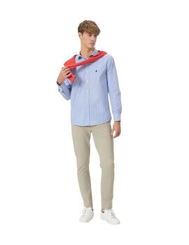 El Pulpo Camisa Cuello Italiano Popelín Rayas Azul