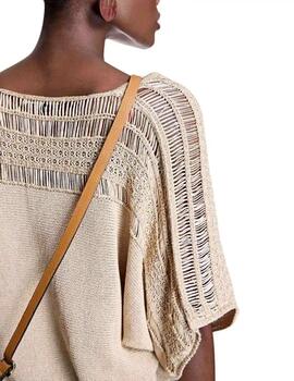 Alba Conde Jersey beige de punto manga corta