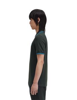 Fred Perry Polo Verde oscuro logo azul