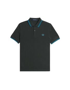 Fred Perry Polo Verde oscuro logo azul
