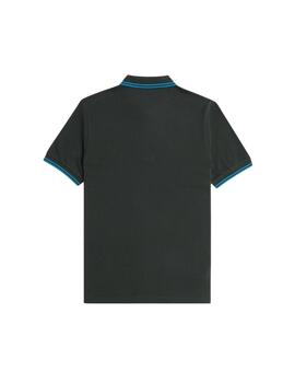 Fred Perry Polo Verde oscuro logo azul