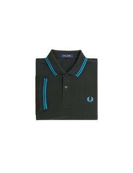 Fred Perry Polo Verde oscuro logo azul