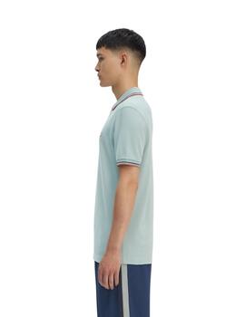 Fred Perry Polo Azul logo canela