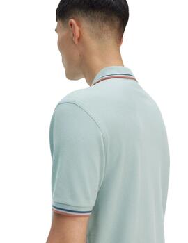 Fred Perry Polo Azul logo canela