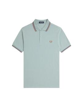 Fred Perry Polo Azul logo canela