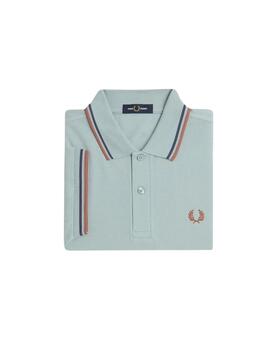 Fred Perry Polo Azul logo canela