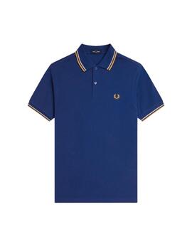 Fred Perry Polo Azul logo amarillo