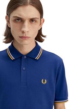 Fred Perry Polo Azul logo amarillo