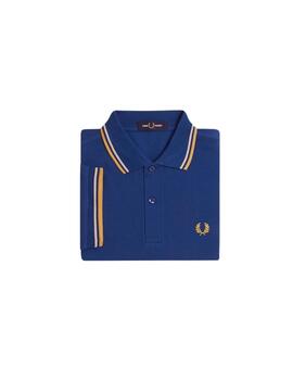 Fred Perry Polo Azul logo amarillo