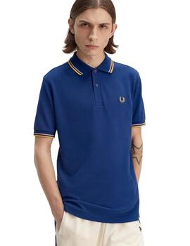 Fred Perry Polo Azul logo amarillo