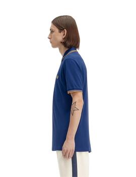Fred Perry Polo Azul logo amarillo
