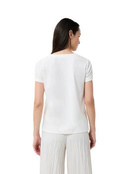 Leo & Ugo Camiseta blanca con flores beige