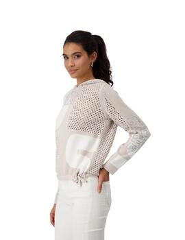 Monari Jersey Beige con capucha y troquelado