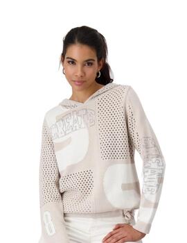 Monari Jersey Beige con capucha y troquelado