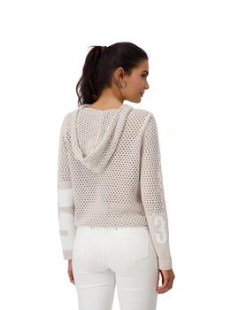 Monari Jersey Beige con capucha y troquelado