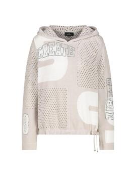 Monari Jersey Beige con capucha y troquelado