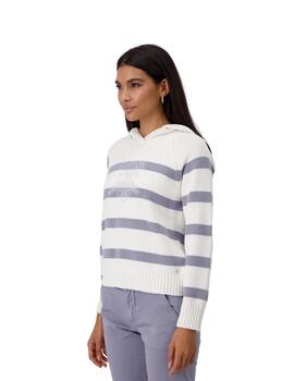 Monari Jersey Blanco de rayas azules con capucha